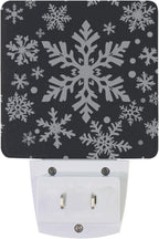 Pigsaly Led Night Light White Black Texture Christmas Snowflakes Night Light Plug in Wall Lamp Smart Dusk to Dawn Sensor Nightlight Led Lamp Energy Saving Lights Gift for Kids Room Bedroom Bathroom H