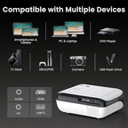 HAPPRUN Native 1080P Bluetooth Mini Projector, Full HD Portable Outdoor Movie Projector with Built-in Speaker, Compatible with Smartphone, HDMI, USB, AV, Fire Stick, PS5 for Home, Bedroom, Outdoor Use