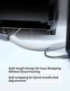 Cable Management Split Wire Loom Sleeve - Cord Hider & Protector for Desk, Pet Chew Proof, Wire Cover Organizer, Flexible Tube for Wires and Cables (3/4 Inch 25FT, White)