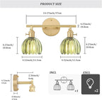 Shenmoyl Bathroom Light Fixtures, 2-Light Brass Vanity Wall Light Over Mirror with Green Tulip Glass Shade for Bedroom Living Room (Bulb Not Included)