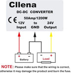 Cllena DC/DC 12V to 24V Boost Converter 50A 1200W Step Up Voltage Regulator Module Car Power Supply Voltage Transformer (Input 10V-16V)