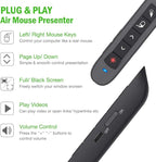Air Mouse Green Presentation Remote Control USB Rechargeable Presentation Clicker Wireless Presenter RF 2.4 GHz Powerpoint Clicker Slide Advancer Changer Mac/Laptop/Computer