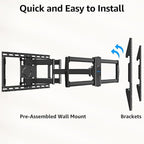 MOUNTUP Heavy Duty TV Wall Mount for 47-90 inch Large TVs, Holds 200 lbs, Full Motion TV Mount with Articulating Extension, Swivel & Tilt, Preassembled, Max VESA 800x400mm, Fits 16-24" Studs, MU0015