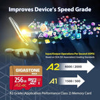 【5-Years Data Recovery】 GIGASTONE 256GB Micro SD Card with USB 3.2 Type C Card Reader, 4K Camera Pro MAX, Speed Up to 130MB/s Compatible with Gopro, DJI, Dash Cam, MicroSDXC UHS-I A2 V30 U3