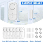 ANKOSHUN Door Window Alarm Sensors - Door Alarms for Kids Safety, Door Alarms for Home Security, for Home, Office, Store, Garage, Dorm Room, Apartment, RV, White, 6 Pack