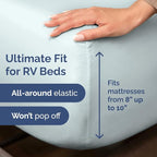 RV Short Queen Sheet Set 60 X 75 - 4 Piece RV Short Queen Bed Sheets - Soft, Breathable and Cooling - Designed for Bunks, Trailers & Campers - Fits 8” to 12" Mattress - Hotel Luxury Bedding - Ice Blue