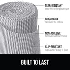 GORILLA GRIP powerGRIP Drawer Shelf and Cabinet Liner, Thick Strong Hold, Non-Adhesive Liners Protect Kitchen Cabinets and Cupboard, Bathroom Drawers, Easy Install, Breathable Mat, 17.5" x20', Lt Gray