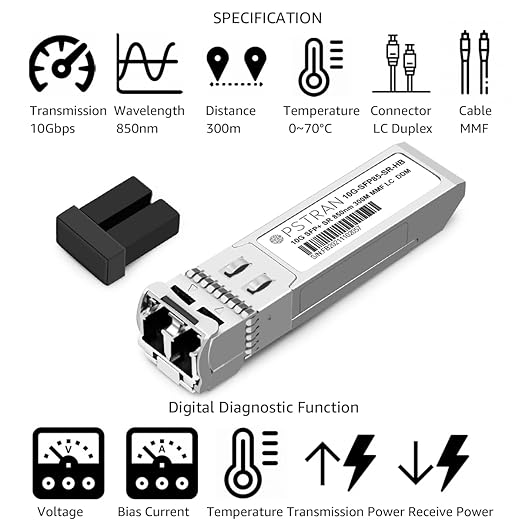 OPSTRAN 10GBASE-SR SFP+ Optical Transceiver Module Compatible with HPE BladeSystem 455883-B21 850nm 300m DDM Duplex LC MMF