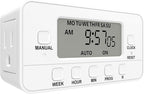 STANLEY 2 Grounded Outlet Digital Weekly Timer Security Mode 8 On/Off Program Repeat Weekly Manual ON Override Switch Easy Set Digital Bar Timer