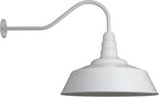 Steel Lighting Co. Large Outdoor Barn Light | Gooseneck Light Fixture | Made in America from 18-Gauge Steel | 20" Dome | 23" Gooseneck White Exterior/White Interior