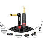 Rannsgeer 2 Pack 1/4 Inch TS Right Angle to 1/4 Inch TS 1 Feet Cable (1 Ft 2 Pack)