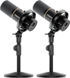 MAONO PD200W Hybrid Wireless Podcast Equipment Bundle for 2, XLR USB Dynamic Microphone Kit with 2 Desktop Stand, Software, Noise Cancellation, for Co-hosted podcast, Vocal Recording, Content Creation