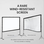 Projector Screen with Stand, 100 Inch, 16:9 Outdoor Portable Screen, Unique Retractable Design for Yard,Patio,Camping,Night Party,Office, School Indoor Use, Washable Fordable White Screen by IOLIEO