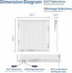 2x2 FT LED Light Flat Panel, 20/25/30/35/40W, 5 Color Temps 3K/3.5K/4K/5K/6.5K, Dimmable Recessed Drop Ceiling Lights, 2500-5000 Lumens, Lay in Fixture for Office, 120-277V, ETL DLC(6 Pack)