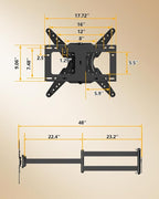Extra Long Arm TV Wall Mount 48'' Extension, Rotating TV Wall Mount 180° Heavy Duty Full Motion for 26''-65'' Screens, VESA 400x400mm, Load 110 lbs, 16''Wood Stud/Concrete/Brick Wall, WHYFONE