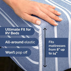 RV Short Queen Sheet Set 60 X 75 - 4 Piece RV Short Queen Bed Sheets - Soft, Breathable & Cooling - Designed for Bunks, Trailers & Campers - Fits 8” to 12" Mattress - Luxury Bedding - Blue Stripes 3