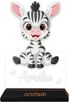 hun concept Personalized Kids Zebra Night Light – Custom Name LED Lamp for Nursery, Baby Room & Bedroom, Cute Animal Acrylic Night Lamp with Wooden Base, Unique Birthday & Christmas Gift for Children