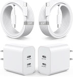 2Pack iPhone 17 16 Charger,Dual Port Fast Wall Charger Block with 10FT USB C to C Cable Cord Chargers Fast Charging for iPhone 17/17 Pro Max/17 Pro/iPhone Air/16Pro Max/16 Plus/15 Pro Max/15Pro/iPad