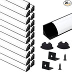 VST 20pack 3.3ft LED Channel, V Shape Led Diffuser Channel, LED Aluminum Channel System with Milky Cover, End Caps and Mounting Clips, Aluminum Profile for LED Strip Light Very Easy Installation
