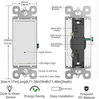 2Pack SOZULAMP Illuminated Light Switch-Single Pole Wall Switch with Night Light, 15A 120/277V,3 Wire, Grounding Screw, Glossy White