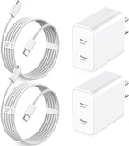 iPhone 17 Pro Max Fast Charger,2-Pack USB C 2in1 Dual PD Charging Block with USB C Woven Charger Cable for iPhone 17/17 Pro/Air/iPhone 16 Pro Max/16 Plus/16E/15 Pro Max/15 Plus,iPad Pro/Air/Mini