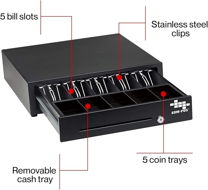 EOM-POS Hardware Bundle for Square - Cash Drawer, Mounting Brackets, Thermal Receipt Printer [Compatible with Square Stand and Square Register]