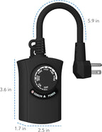 HBN Outdoor Light Timer Waterproof, Weatherproof Photocell Dusk to Dawn Light Sensor, 2/4/6/8 Countdown Timer, 1 Grounded Outlet for Christmas Lights，Hallowen Deceration，1875W 15A 1/2HP（2 Pack）