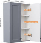 Bathroom Wall Cabinet, Over The Toilet Storage Cabinet, 19 x 27 inch Medicine Cabinet with Adjustable Shelves, Hanging Cabinet Grey for Bathroom, Living Room, Kitchen, Cupboard
