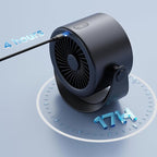 MORECORE Desk Fans for Bedroom, Strong Airflow Turbo Quiet Small USB Fan, 17hrs Running, 360° Rotate & 5 Speeds, 4000mAh Battery Operated Portable Fan with LED Display for Home Office Desktop-Black