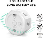 Flip Cube Pomodoro Timer - Rechargeable Visual Countdown & Count Up Stopwatch, 7 Preset Intervals, 3 Alarm Modes, Productivity Tool for ADHD, Kids, Study, Work & Kitchen (White)