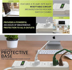 GoGreen Power Inc. (G-16106MS-2) 6 Outlet Surge Protector, 6FT Cord, White, 2 Pack