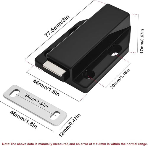 16 Pack Magnetic Push Latch,Heavy Duty Magnetic Touch Latch,for Push to Open Cabinet or Kitchen Drawer, Kitchen Door,on Strong Pop Out (Black - 2.7 inch, 16 Pack)