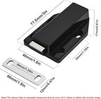 2 Pack Magnetic Push Latch,Heavy Duty Magnetic Touch Latch,for Push to Open Cabinet or Kitchen Drawer, Kitchen Door,on Strong Pop Out (Black - 2.7 inch, 2 Pack)
