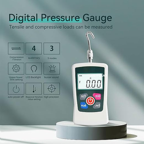 500N Digital Force Gauge High-Precision Trigger Pull Gauge for Tension & Compression Testing (N, kg, lb, oz) Push-Pull Meter with Real-Time/Peak/First Peak Modesfor Quality Control & Material Testing