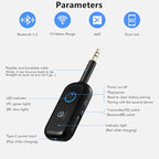 Bluetooth 5.2 Audio Transmitter Receiver for TV, Bluetooth Transmitter for Headphones, 2 BT Devices Connections, 3.5mm Jack Aux Airplane Headphone Adapter for Car/Home Stereo, Black
