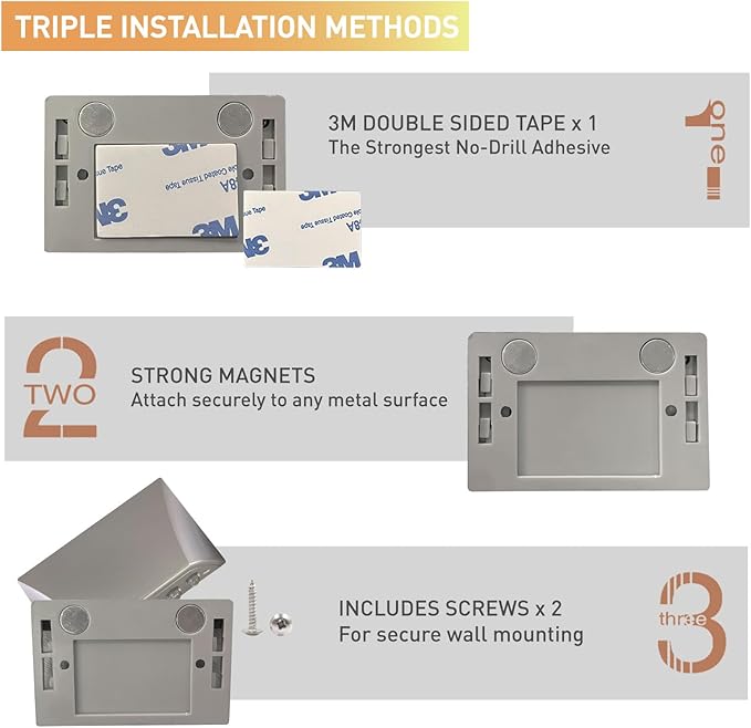 RADIXIUM Silver 2 Pack Motion Sensor Keyhole Light - Automatic on/Off Infrared LED, Suitable for Front Doors, corridors, Stairs in The Dark | 3-Way Installation（Magnetic Suction、Adhesive and Screw）