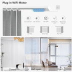 Blindify Motorized Vertical Blinds Compatible with Alexa Google Home, Blackout Sliding Door Shades Smart Vertical Blinds Remote Control Customize, Black