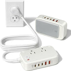 KWRNVO Power Strip with USB Ports 175W GaN 7-in-1 USB C Charging Station Type C & USB A Ports with AC Outlets 2500W for Multi Devices for Phone/Laptop/Home Appliances