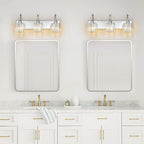 FDPBY Modern Bathroom Vanity Light, 3-Light Chrome Wall Sconce with Crystal Accents, Over Mirror Bathroom Lighting Fixture, 23.62" Long Dimmable Vanity Lamp for Makeup, Easy Installation