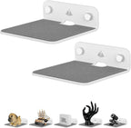 TXEsign 2-Pack 4.25" Acrylic Small Floating Shelves - Speaker Mount, Webcam, Cell Phones, Display Shelf (White, Small)