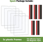 Mutualsign 5pcs Wall Sign Holder 8.5"x11" Magnetic Sign Holder, Rigid Print Protectors with Magnet Strips and Adhesive Strips, Wall Mount Plastic Paper Holder for Office Store Home Window Display (Clear)