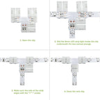 LightingWill 10pcs/Pack T Shape Solderless Snap Down 2Pin Conductor LED Strip Connector for Quick Splitter Connection of 8mm Wide 3528 2835 Single Color Flex LED Strips
