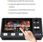 Feelworld L2 Plus 5.5" LCD Multi-Camera Video Mixer Switcher with Touch Screen PTZ Control Chroma Key USB3.0 for Live Streaming