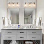 SOPEAS 3-Light Vanity Lights,Brushed Nickel Vanity Light,with Clear Glass Shade for Bathroom Light Fixtures, Bathroom Light Fixtures Over Mirror
