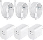 Phone 17 16/15 Pro Max Charger Fast Charging, 20W Dual Port USB C Fast Wall Charger Block with 6FT USB C to C Charging Cable for Phone 17 16 15 Pro Max/17 16 15 Pro/15/15 Plus