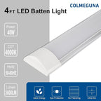 colmeguna 1 Packs 4FT LED Batten Light, Ultra-Thin Ceiling Surface Mounted Light, 40W, 4000K, IP20, LED Ceiling Lamp for Garage, Shop, Hallway, Office, Market, ver.2