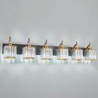 BBLLWJ Modern Black Gold 6 Light Bathroom Vanity Light Crystal Bathroom Light Fixtures Over Mirror