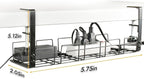Under Desk Cable Management Tray No Drill - 15.7'' Long 5.1'' Wide Workspace Organizers, Pc Accessories, Steel Cord Organizers, 4 Cable Holder, 12 Roll Cable Organizer Straps(Black)