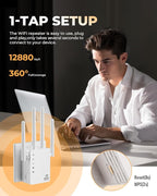 WiFi Extender, WiFi Extender Signal Booster Dual-Band(5.8G&2.4G) Wireless Repeater Coverage to 12880 sq. ft & 105 Devices, 1-Tap Setup, Supports Ethernet Port, Faster Speed