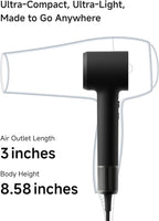 Laifen MINI Hair Dryer, Lightweight and Compact High Speed 200M Ionic Blow Dryer with 110, 000 RPM Brushless Motor for Fast Drying, Low Noise, Hairdryer with Magnetic Nozzle, Child Mode